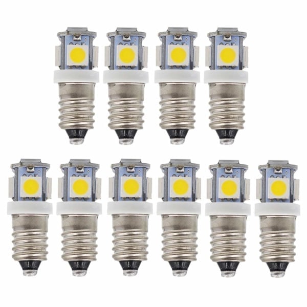 10 st E10 6V LED-lampor 5SMD 0.5W 50LM (Kallvitt)