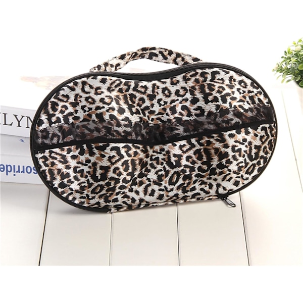 Resväska för behå och underkläder med dragkedja, bärbar behåförvaringsväska med nät, researrangör för underkläder för kvinnor, behåar, bikinier Leopard Print