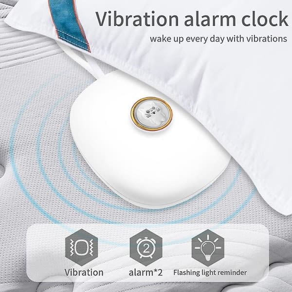Multifunktionell Vibrerande Väckarklocka - Uppladdningsbar Sängvibrator Under Kudde Vit