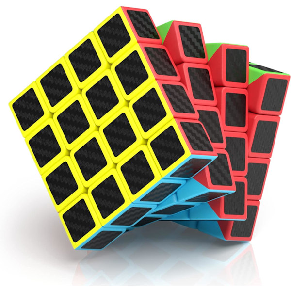 Speed Cube, Magic Puzzle Cube Super-hållbar kolfiberklistermärke med levande färger för barn 4x4x4