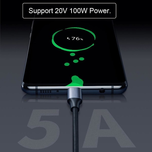 UC-058-UP-0.5M 90-graders vinklet USB-C USB 3.1 Type-C Hann til Hunn Skjøte Datakabel Aluminium Legering Kobling Flettet Ledning