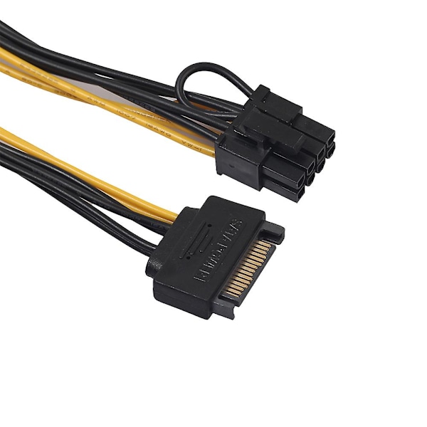 Fiauli Enkelt SATA 15-polet til 8-polet (6+2) PCI-E PCI-Express Strømforsyningsadapterkabel