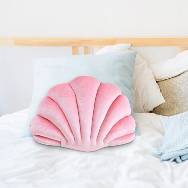 Skalformade Kuddar Musselkudde Golvkudde Multifunktionell Kudde för Soffa Säng Slitstark, Rosa