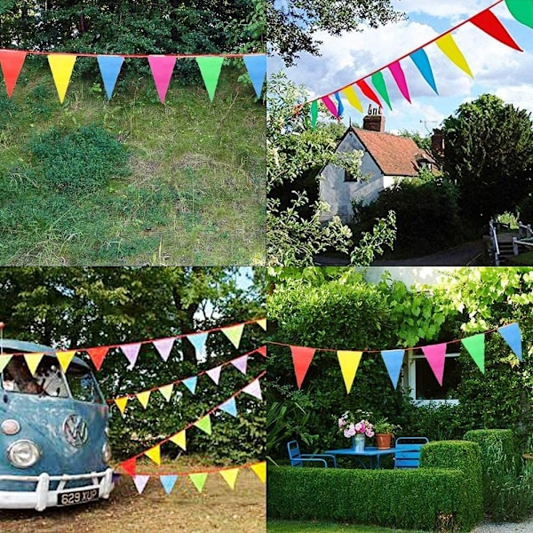 Bunting Banner med 80 Flag - Multifarvet Nylonstof Flag Pennant Banner Udendørs Trekant Garland Flag til Fødselsdag, Bryllup, Aktivitetsfest 40m/131ft,80 Flags