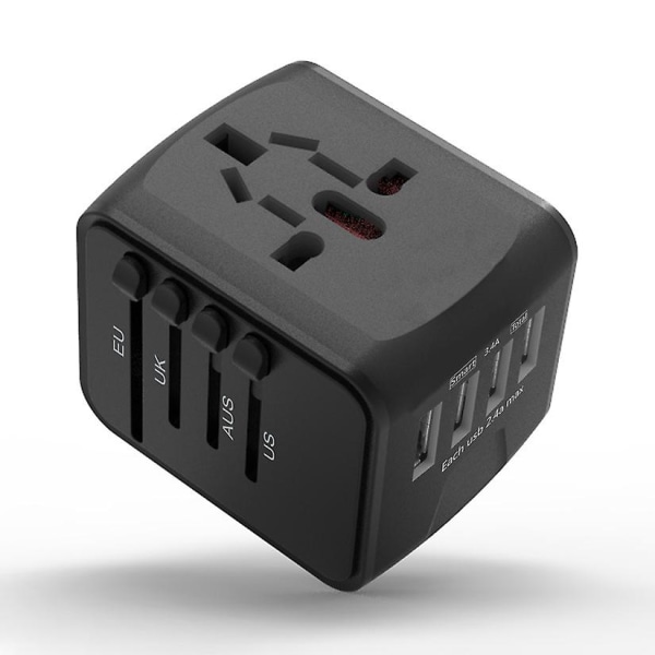 Reiseadapter med multifunksjonell USB-konvertering, 4 USB-ladeplasser