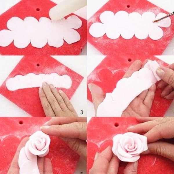 3-pak Rose-kutter - marsipanroser - former - baking Hvit