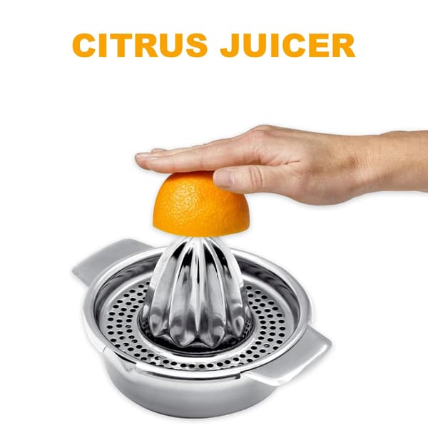 Citruspresser i rustfrit stål – Manuel citron- og appelsinpresser