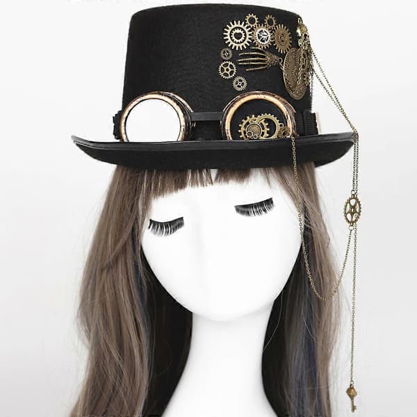 Steampunk Hatt med Cosplay Party Briller for Tilbehørsforkledning