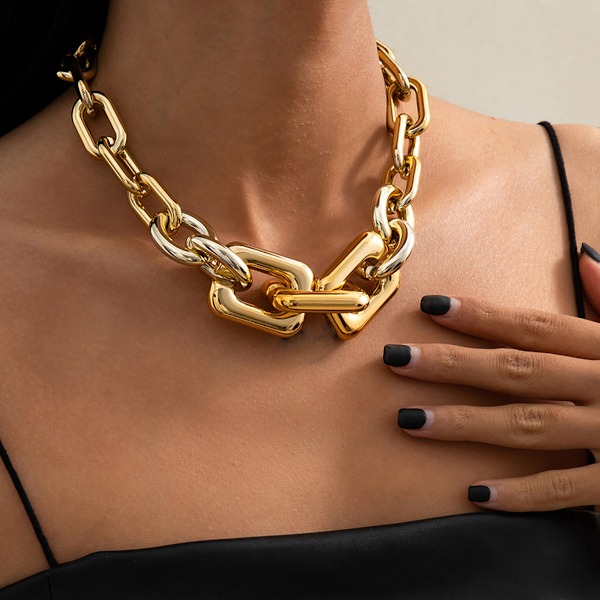 Kraftigt Halsband Guld Punk Kubansk Länk Tjock Halsbandskedja för Kvinnor