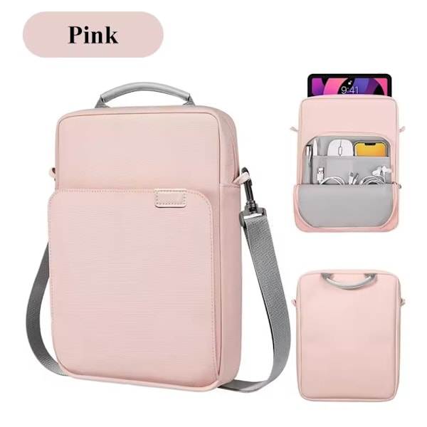 Rosa Messenger Laptop Väska för MacBook Air Pro M1 M2 iPad 9