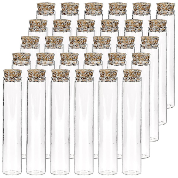 30 st 25ml Glas Provrör, 20x100mm Klara Platta Provrör Med Korkproppar För Vetenskapliga Experiment, Badsalt