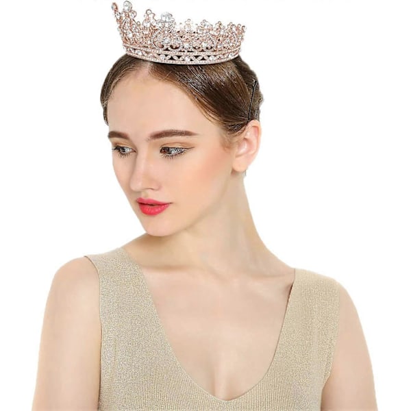 Rose Gold Krone Kage Topper Rhinestone Prinsesse Tiara til Kvinder og Piger Krone Dekoration til Bryllup