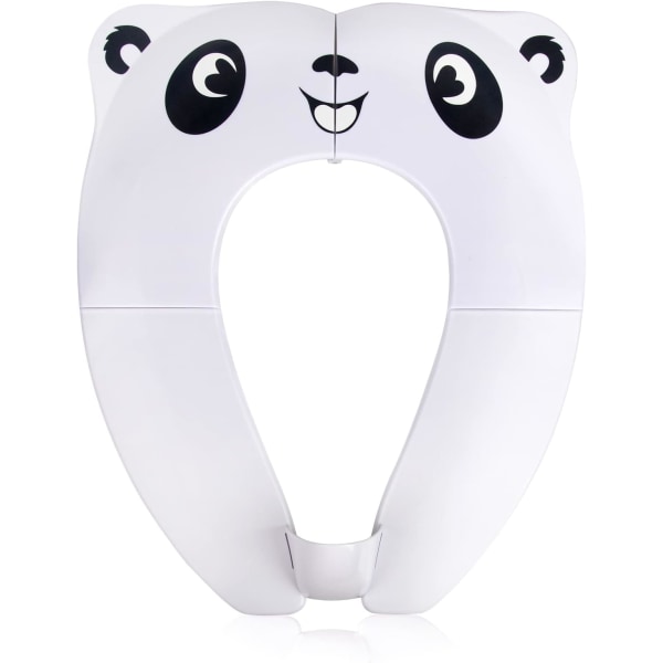 Resbarnstol för resor, bärbar toalettstol för barn, hopfällbar toalettstol för småbarn i ABS-material med 8 halkfria silikonkuddar och 1 bärväska White Panda