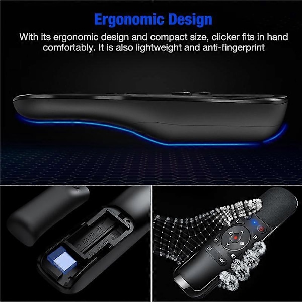 2.4G Trådlös Presentatör Laserpekare USB Presentation Fjärrkontroll med Luftmus för Powerpoint /Laptop/Dator