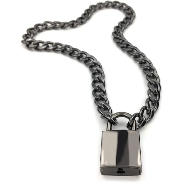 Hængelås Halskæde Kæde Choker med To Nøgler og Æske til Kvinder, Mænd og Kæledyr B