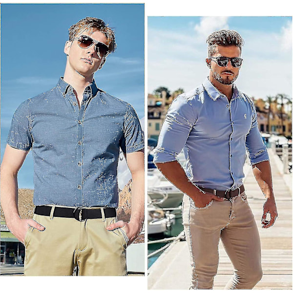 2-pack Canvasbälte för män med dubbel D-ring, slitstarkt och justerbart vardagsbälte 140cm
