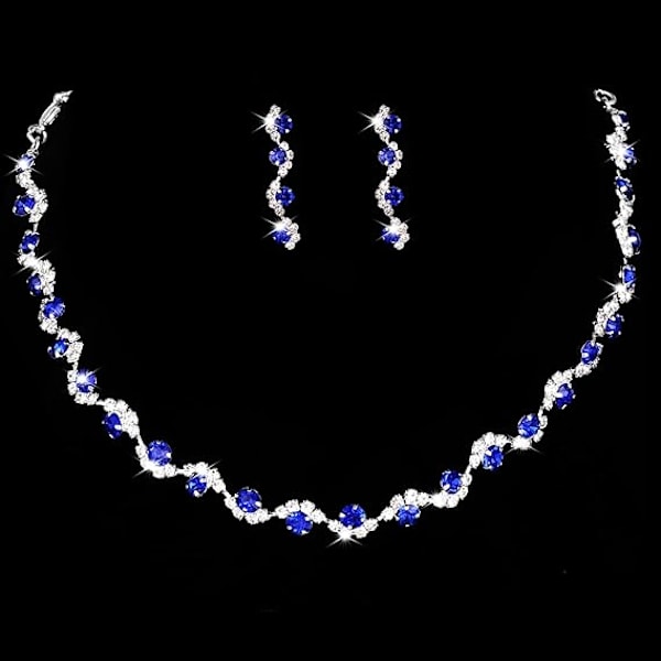 Brudesmykkesett Rhinestone Bryllupssmykkesett Inkluderer Halskjede Øredobber Brudesmykkesett for Kvinner og Jenter