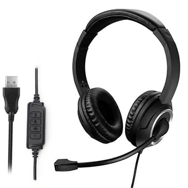 Kablet USB-headset Callcenter-headset med mikrofon Gaming Støjreducerende Over-Ear-hovedtelefoner til PC