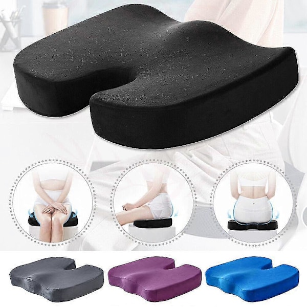 Ortopedisk sittdyna i memory foam för svanskota, lindrar ryggsmärta, stolsdyna - SNNGV Dark Grey