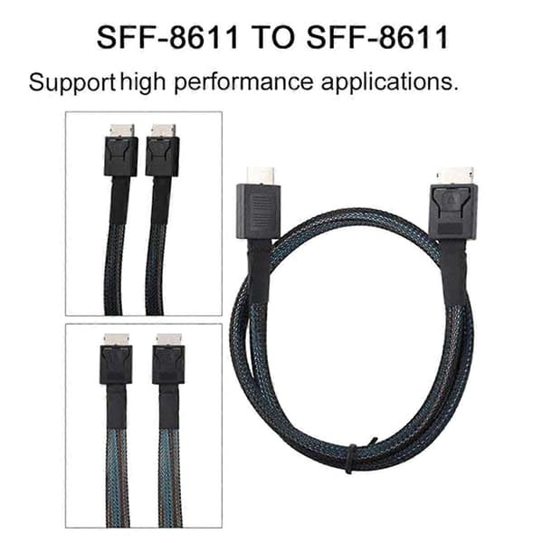 PCIE4.0 MINI SAS-kabel 24 Gbps Oculink dataforlengelseskabel SFF-8611 til SFF-8611 serverdataoverføringslinje (0,5 m)