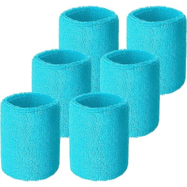 6-pack sportarmband Absorberande svettband för basket, sport sky blue