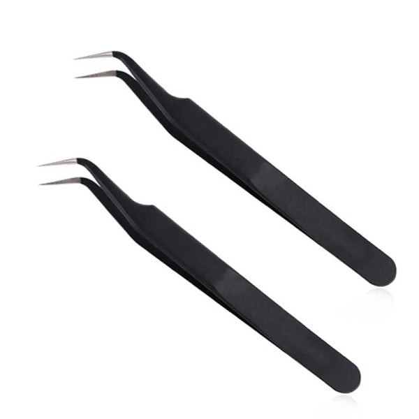 2-pak - Buede pinsetter for negledesigner Svart