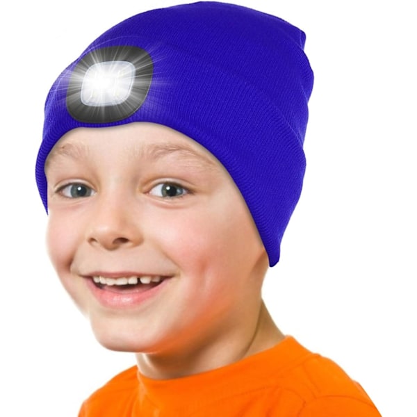 LED Lighted Beanie Cap for Kids,Rechargeable 4LED Headlamp Hat,Knitted Winter Hat with Torch for Cycling Running Camping Night，Christmas Novelty Gifts