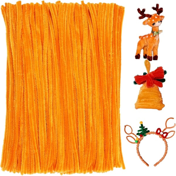 180 stk Chenille Pipe Cleaners, Oransje Pipe Cleaners, Julepipe Cleaners Chenille Stangler for DIY Kunst, Håndverk og Dekorasjoner (go