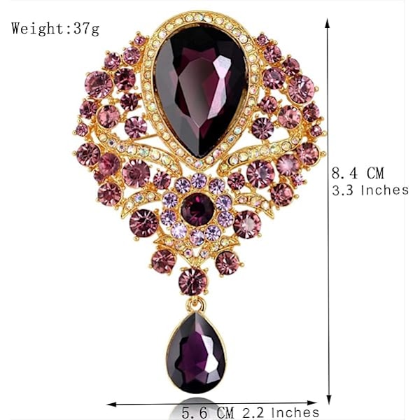 Broscher Emalj Brosch för Män Kvinnor Retro Strass Slipstift Kläder Hatt Dekoration Purple