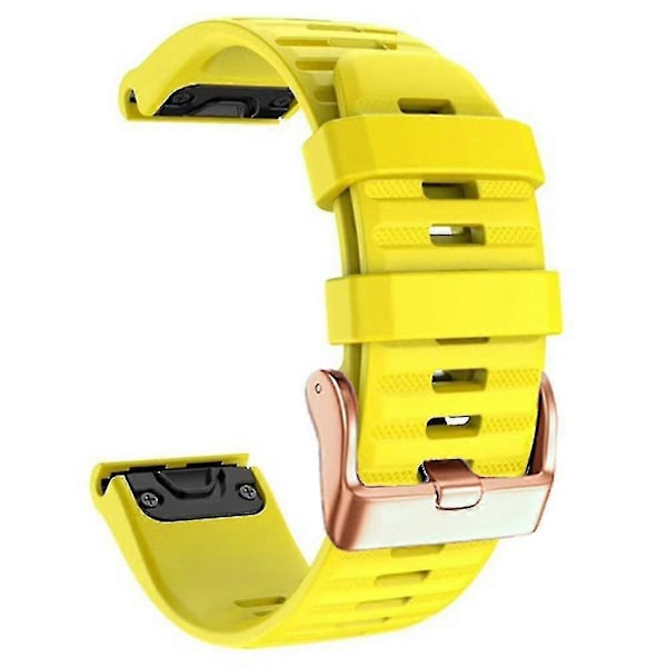 Urremme til Garmin Fenix 7s / 6s Pro / 5s Plus / Instinct 2s, vandrette stribede silikone 20mm rem med rosaguld spænde Yellow