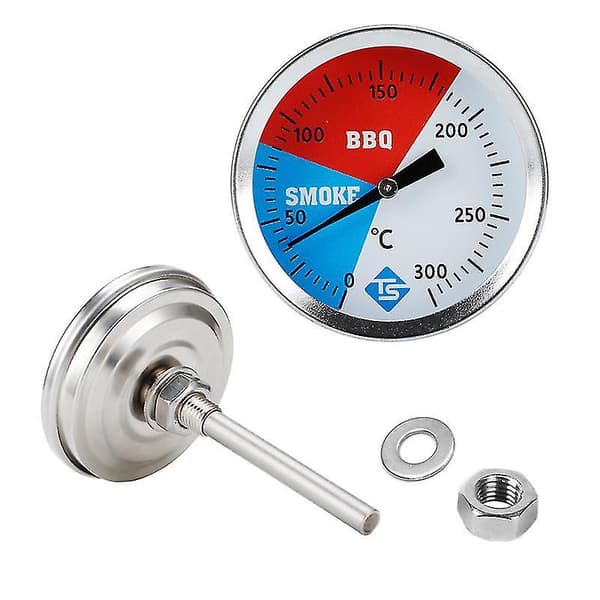 300 Celsius 2 Tommer Grilltermometer i Rustfrit Stål til Barbecue BBQ Røgovn
