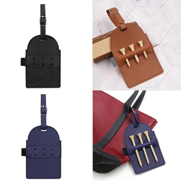 Golfpose Klips Golf Tees Holder Golf Taske Tilbehør, Golfpose Organizer Bælte PU Læder Golf Tees Taske Til Golf Sort Black