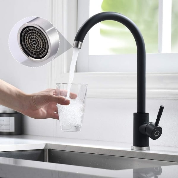 Köksblandare, Hög Svängbar Diskbänksblandare med Enkelt Handtag Electroplating big bend