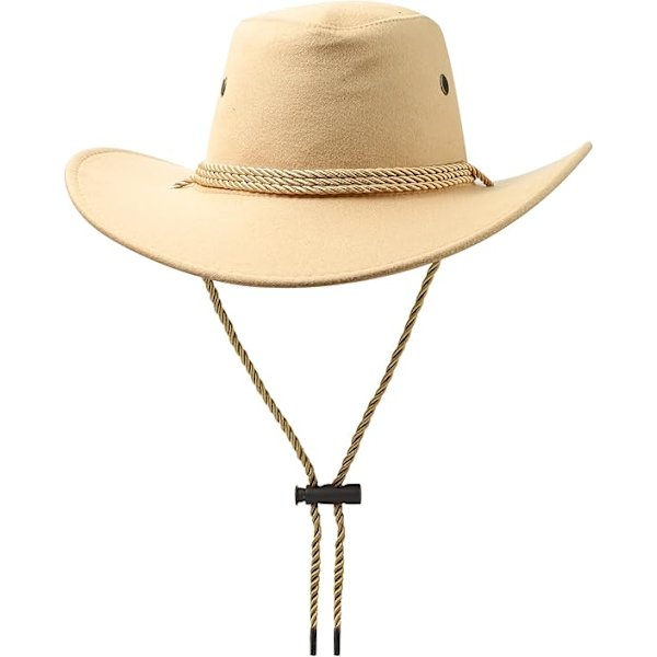 Cowboy Hat Western Solhat Faux Felt Læder Suede Fancy Dress Party Kostume Outfit Rejse Udendørs Solbeskyttelse Mænd Kvinder Beige