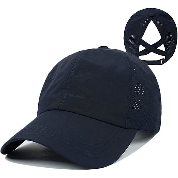 Baseballcaps med kryss-ponytail for kvinner Navy
