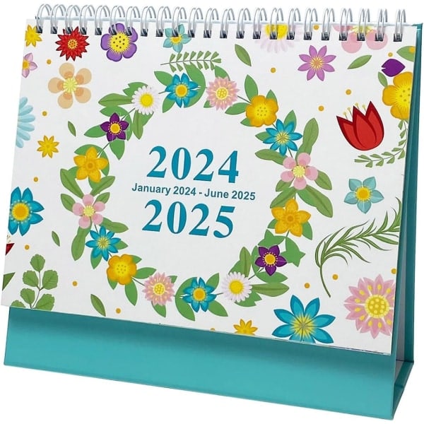 2024 - 2025 Skrivbordskalender - Stående Vändbar Skrivbordskalender, Januari 2024 Till Juni 2025, 18 Månader Spring flowers bloom
