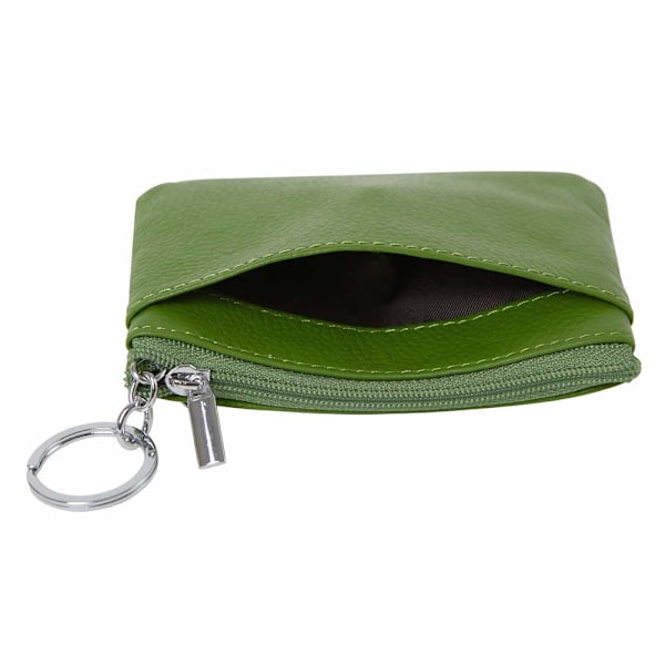 Dam lädermyntväska Mini Pouch Växelplånbok med nyckelring, grön Green