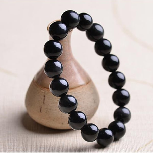 Natural Stone Black Tourmaline Bracelet Mens Womens Bracelets