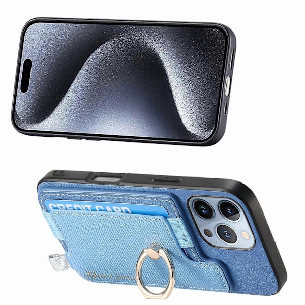B5 iPhone 16 Pro Max -kotelo 2-in-1 Magneettinen irrotettava korttipidike Nahka + TPU Puhelimen suojus - Sininen Blue
