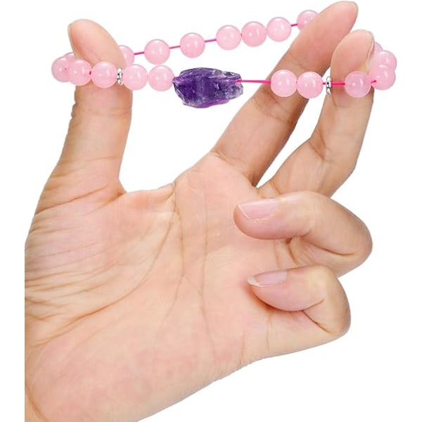 Amethyst Krystal Perle Armbånd til Kvinder Naturlig Ædelsten Healing Krystal Halvædelsten Reiki Angst Sten Perler Pink