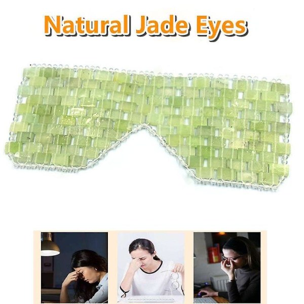 Naturlig Jade Ögonmask Kylning Anti Aging Shade Cover Avslappningspresent|Ögonmassageinstrument (grön)