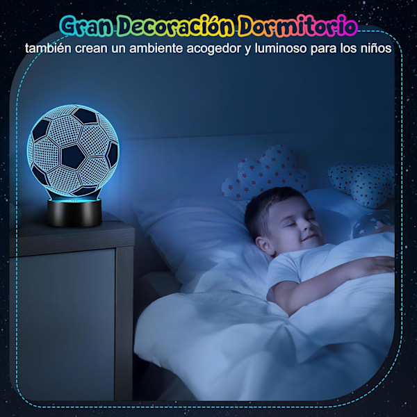 Fotballgave til gutter 8-10 år, 3D LED nattlampe med fjernkontroll, bursdags- og juledekorasjon fotball