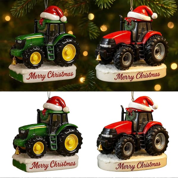 Julgransprydnad Traktor med Tomteluva Charm Festlig Green