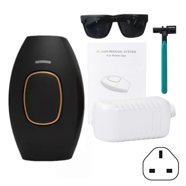Smertefri Laser Hårfjerningsenhed, Multifunktionel Sikker Epilator, 5 Tilstande Hårfjerningsenhed, til Brug på Kroppen Black UK plug