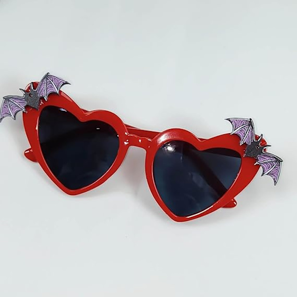 Solbriller til kvinder Halloween Hjerteformede Solbriller Gothic Goth Halloween Tilbehør Fest Samling Solbriller til Kvinder og Piger Red