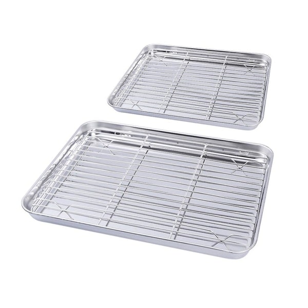 2 pcs Oven Grill rack Toaster Oven tray Baking rack Half tray Pan Oven Safe cooling rack 31X24X2.5CM 31X24X2.5CM