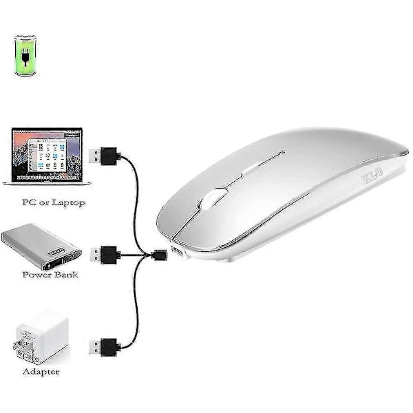 Langaton Bluetooth-hiiri yhteensopiva Macbook Pro/macbook Air/ipad/kannettavan/imac/pc - ya Silver