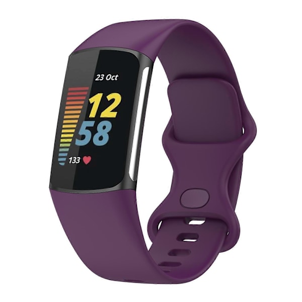 Til Fitbit Charge 5 Silikone Urrem, Størrelse:L L Dark purple