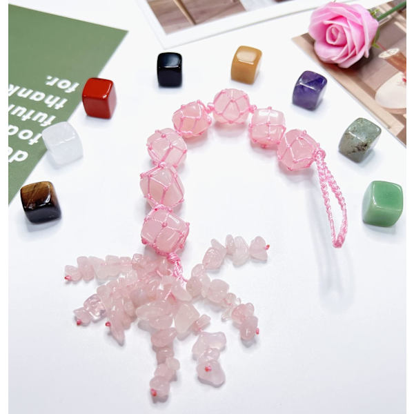 Krystal Hængende Healing Krystaller Ædelstene Dekoration Tumbled Stene Bil Bakspejl Væghængende Krystaller Reiki Krystal Gaver Rose Quartz
