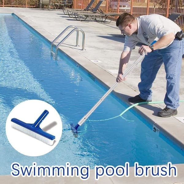 Poolnet med 187 cm teleskopstang, finmasket poolnet med poolbørste, rengøringssæt til pool